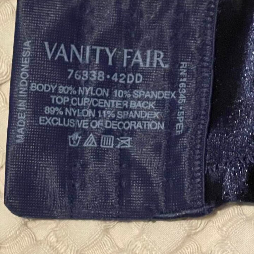 NWT Vanity Fair Style 76338 Padded Underwire Bra - 42DD - Dark Blue - Picture 5 of 5